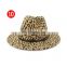 Fake wool felt fedora hat for women leopard print fedora hat for man