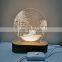 3D Creative Illusion Lamp Oval Wooden Base Holder DIY Blank Acrylic Shape