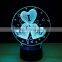 3D I Love You Heart Night Light 7 Color Changing Illusion Lamp