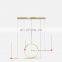Nordic light luxury restaurant light net red ins new black gold ring combination shape LED eye protection chandelier