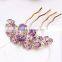 2015 new model FZZ-711 Fashion metal crystal hair fork all flower type