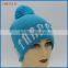 blue cheap custom beanie top ball