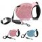 Pet Puppy Bling Rhinestone Automatic Retractable Leash Traction Rope Dog Leash