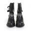 Female fashionable leather boots women short boots double zipper back buckle custom boots women flat chunky boots