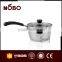 Stainless steel milk pot with glass lid