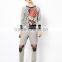 Ladies Petite embroidered with contrast color cuff Onesie Pajamas with Hood