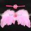 Cute Decorative Feather Costume Wings For Baby Photo Props,ribbon Flower Headband Sets