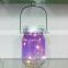 Purple painting glass jar hanging outdoor decorative solar camping light