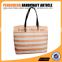 Tote shoulder bag women stripe paper straw and jute handbag