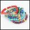 kjl-cst25 mix color natural regalite round stone beads bracelet beaded gold skull head men charm bracelet