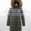 women reversible faux fur hood long down feather jacket