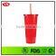 Promotional Bpa Free 24oz Plastic Double Wall Drinking Tumbler With Straw