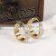 2016 Fashion Imitation Jewelry Design for Women Party Girl Simple Ladies Latest 18K Gold Plated Stainless Steel diamonds Earring