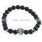 Gold plated alloy lion jewelry Buddhism obsidian bead bangle fashion bracelet 2016