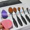 7 pcs professional oval foundation makekup brush Set with Silicone cleaner
