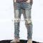 New model men's distressed urban star biker denim jeans pants men slimming skinny used motocycle jeans