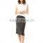 2016 ladies cotton jersey fabric grey casual midi pencil skirt