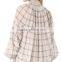 2017 OEM Spring Femme Airy Sand Windowpane Checks Tunic Blouse