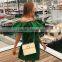 Ladies fashion half shoulder-off dresses lady's short butterfly sleeve dress for wholesale 2017