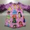 Easter Purple printed cartoon T-shirt and raglan sleeve litter girls clothes remark Spring kids cotton top