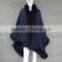 Wholesale women apparel korea style fur poncho cotton raccoon fur trim shawl cape