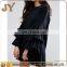 Shift Dress with Tiered Frill Sleeves Crew Neck Black Long Sleeve Mini Dress China Dongguan Supplier