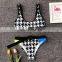 New Belt Buckle High Waist Bikini Set Sexy Houndstooth Patchwork Print Swimsuit Swimwear Women Beach Bathing Suit Bikini Biquini