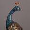 New Chinese Style Blue Peacock Resin Craft Double Animal With Red Acrylic Beads Table Ornaments For Home Decor