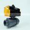 one way pneumatic valve triple union plastic 3 way pvc pneumatic ball valve for water air