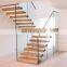 LED Light Glass Stairs / Stainless Steel Glass Staircase Customize Design