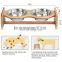 Raised Pet Bowls for Cats and Dogs Adjustable Bamboo Elevated Dog Cat Food and Water Bowls Stand Feeder with 2 Stainless Steel