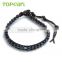 Topearl Jewelry 2016 Potato Shape Black Freshwater Pearl Fashion Bracelet Woven Leather Wrap Bangle CLL126