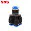 SNS PXY Series one touch 5 way different diameter double union Y type reducing air hose tube connector plastic pneumatic quick f