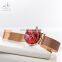 SHENGKE Hot Sale Popular Wristwatch Rose Gold Mesh Bracelet Woman Watch Red Dial Quartz Watches K0103L