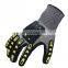 13G HPPE Liner Sandy Nitrile Coated TPR Anti Impact Work mechanic Cut Resistant Safety Gloves