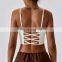 Ribbed High Support Sports Strapped Bras Wholesale Cross Back Adjustable Sling Yoga Tank Top