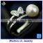 Cubic Zirconia Stone Butterfly And Natural Pearl Gemstone Fashion Silver Ring
