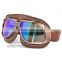 BJ-GT-010 New Style High Performance Coffee Leather Aviator Sportbike Goggles