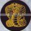 Hot sale fashion gold snake round shape design custom 100% embroidery patch