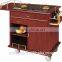 Wood restaurant flambe trolley with double burner and wheels