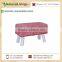 Stylish and Contemporary Wooden Stool/Ottoman with Decorative Pink Chic Rug