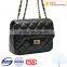 Fahion black color PU lady queen bag with drawstring strap