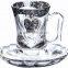 6pcs glass tea cup and saucers glass tea cup sets glass decal tea cup and saucers