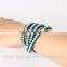 blue turquoise natural multi layer fashion handmade leather bracelet