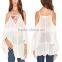 Sun summer woman appliqued white silk fabric ruffled boho tank tops