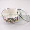 Double Handle Vegetable 3Pcs Enamel Cookware Set With Decoration