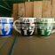 Assorted colours customized logo ceramic coffee mugs with C-handle