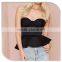 Fashion Black ruffle hem design women dancing bralet sexy tops