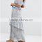 chinese clothing oem Fully lined Layered frill design V-neck Blue Maxi dresses women dresses