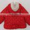 Baby Girl Cute Red Embroidered Faux Fur Inner Cotton Padded Coat